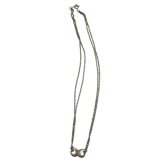 Tiffany & Co Infinity Double Chain Pendant and Necklace in Sterling 14.5" Chain - Picture 6 of 14